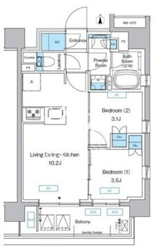 プレディアコート三軒茶屋 802 間取り図