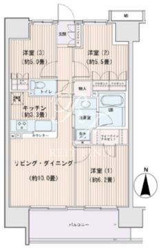 エスティメゾン豊洲レジデンス B-512 間取り図