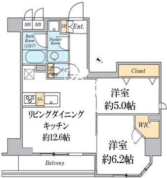 クレストコート志村坂上 801 間取り図
