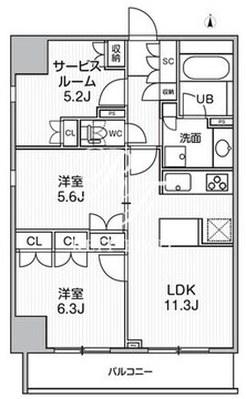 グランエール西日暮里ノース 1302 間取り図