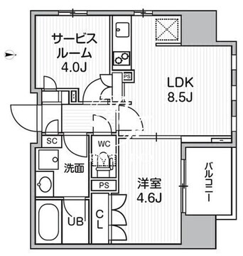 グランエール西日暮里ノース 1403 間取り図