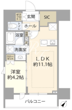 サンウッド東日本橋フラッツ 7階40.18㎡ 間取り図
