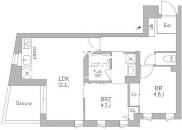 J.リヴェール武蔵小山ウエスト 201 間取り図