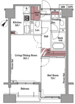 パークアクシス白金台 804 間取り図