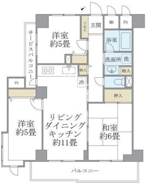 リエール若松町 201 間取り図