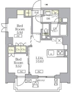 ザ・ライオンズフォーシア文京湯島 504 間取り図