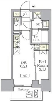 ザ・ライオンズフォーシア文京湯島 1301 間取り図