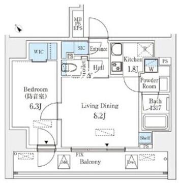 フィシオ飯田橋 1001 間取り図
