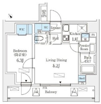 フィシオ飯田橋 701 間取り図
