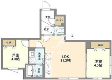 ウェルスクエア中野坂上 402 間取り図