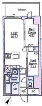 クレストコート旗の台 102 間取り図