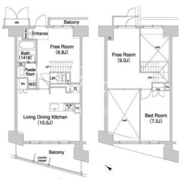 コンフォリア芝浦バウハウス 1404 間取り図