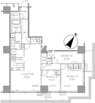 パークアクシス豊洲 1510 間取り図