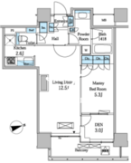 レジディアタワー目黒不動前 1307 間取り図