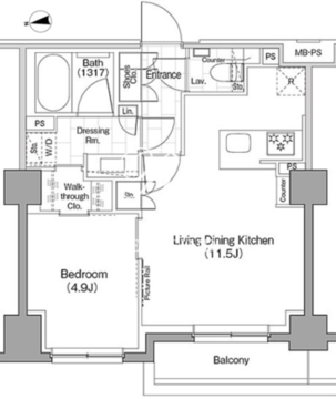 ザ・パークハビオ新宿 228 間取り図
