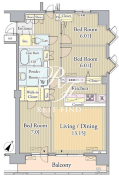 プライムアーバン東中野コート 619 間取り図