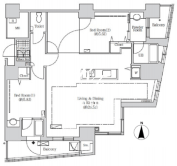 アクティ汐留 3507 間取り図