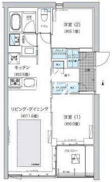 ガーデニエール砧ウエスト 450 間取り図