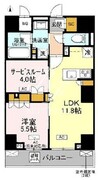 リーラ品川戸越 202 間取り図