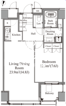 セントラルパークタワー・ラ・トゥール新宿 1404 間取り図