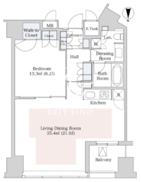 セントラルパークタワー・ラ・トゥール新宿 2402 間取り図