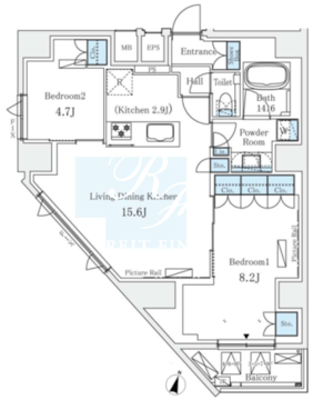 モノリス広尾 800 間取り図