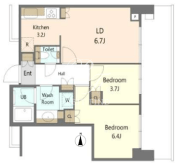 大崎ステーションレジデンス 15階50.47㎡ 間取り図