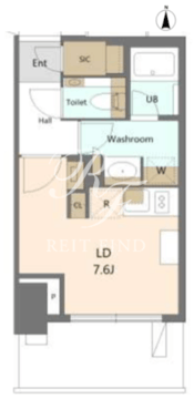 大崎ステーションレジデンス 19階25.04㎡ 間取り図