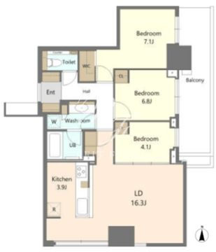 大崎ステーションレジデンス 29階78.77㎡ 間取り図