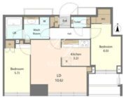 大崎ステーションレジデンス 30階58.38㎡ 間取り図