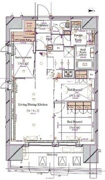 ブランシエスタ浅草蔵前 1407 間取り図