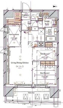 ブランシエスタ浅草蔵前 1507 間取り図