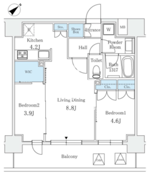 サンライズ茅場町 302 間取り図