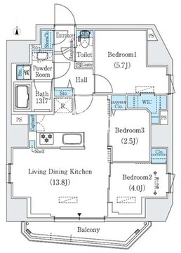 プライムブリス新御徒町 1001 間取り図
