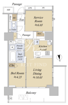 アクシルコート早稲田 1004 間取り図