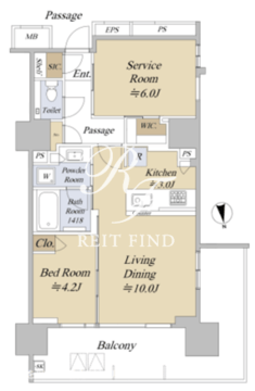 アクシルコート早稲田 405 間取り図