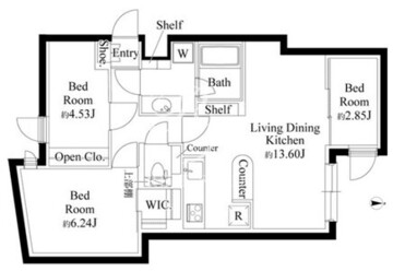 グランパセオ代々木上原 B106 間取り図