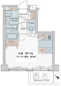 カスタリア三宿 216 間取り図