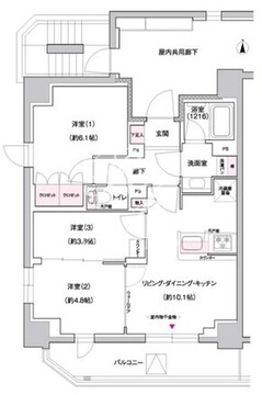 ジェイグランコート上野入谷 1101 間取り図