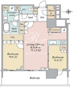 晴海フラッグ SUN-T-27階62.56㎡ 間取り図