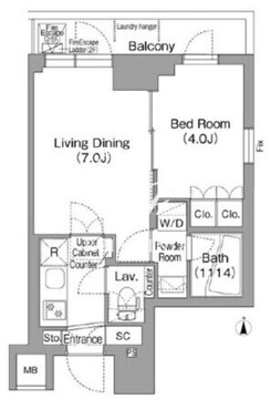 コンフォリア・リヴ平井ミューティオ 411 間取り図
