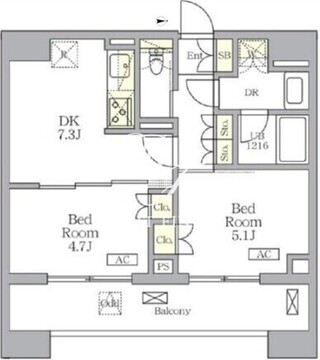 ザ・ライオンズフォーシア文京湯島 1302 間取り図