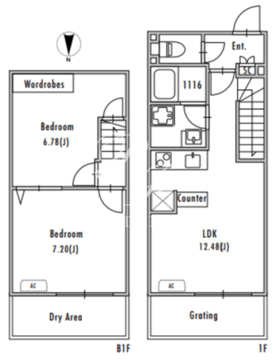 グランパセオ大崎戸越銀座1 102 間取り図