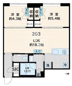 フレア恵比寿 203 間取り図