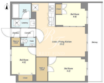 メゾンドオンディーヌ 206 間取り図