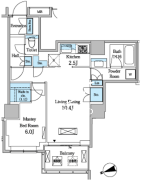レジディアタワー目黒不動前 2901 間取り図