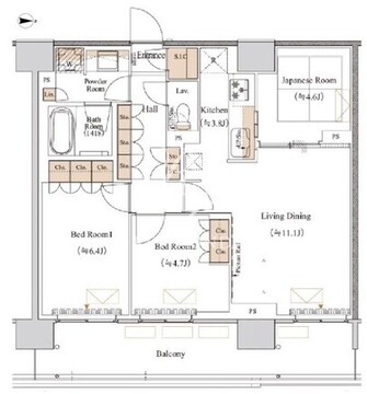 ブランシエスタ木場 1102 間取り図