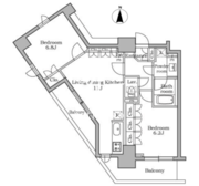 レジディア三軒茶屋 1202 間取り図