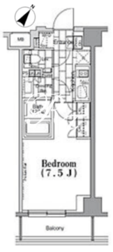 ワンルーフフラット月島 409 間取り図
