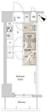 エスタート品川戸越2 1404 間取り図